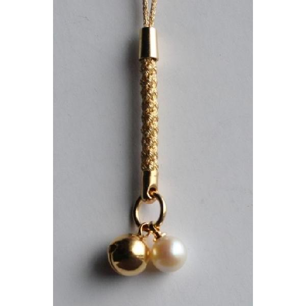 Pearl 携帯ストラップ月の雫 金の根付 伊勢志摩産 アコヤ本真珠 真珠の