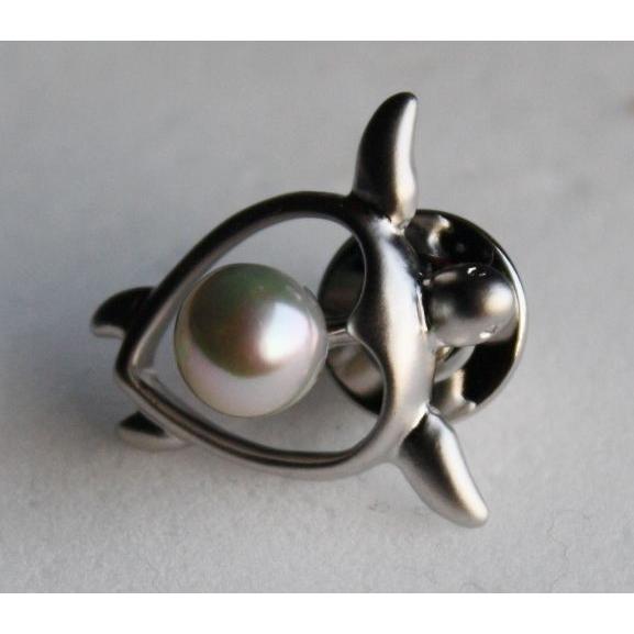 Pearl カメ 亀 パール タックブローチ ラペルピン 伊勢志摩産 アコヤ 
