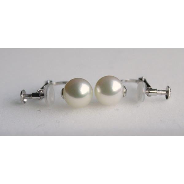 Pearl K14WG製 ナチュラルパールイヤリング 7.5-8mm 伊勢志摩産