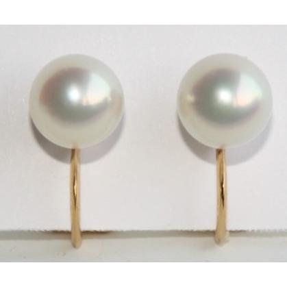 ナチュラルパールイヤリング 大珠8.5-9mm 伊勢志摩産 アコヤ真珠 ソフトクリップ シルバーレディースアクセサリー