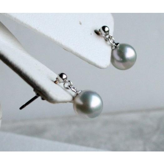パールが揺れるピアス チタン製 6-6.5mm 伊勢志摩産 アコヤ真珠の画像