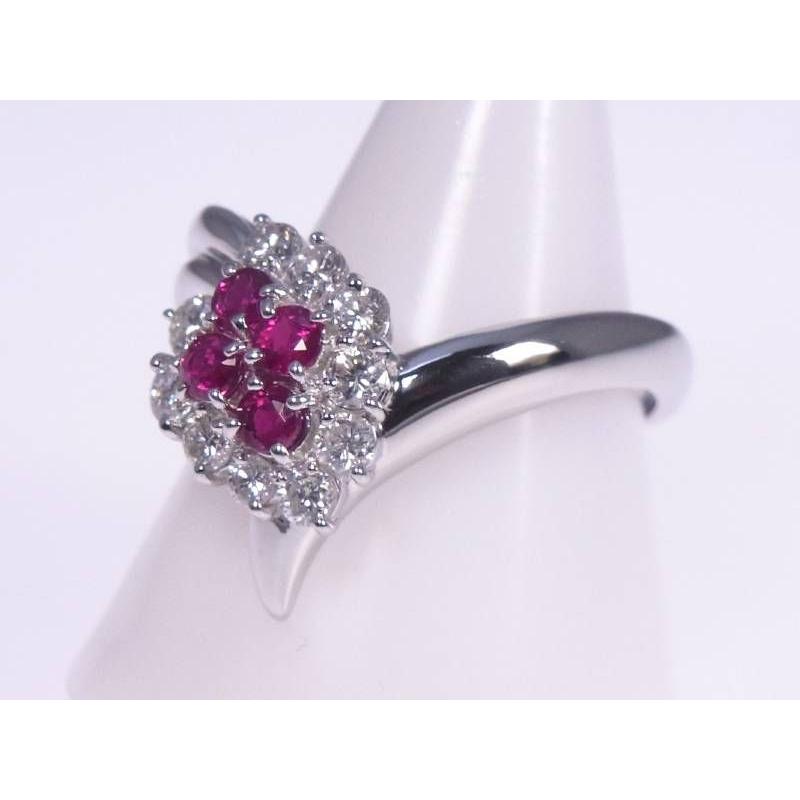 ルビー0.52ct ダイヤ0.69ct ファッション プラチナ リング 16号 : 親切 