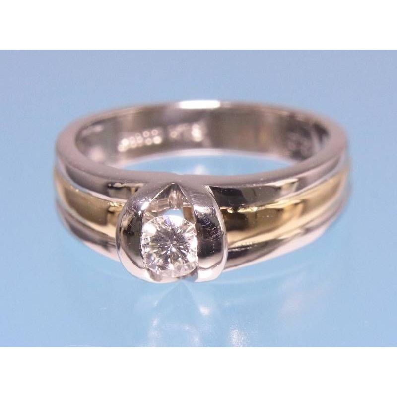 ダイヤ0.22ct デザイン K18 プラチナ リング 8号 : 親切な 玉や質店