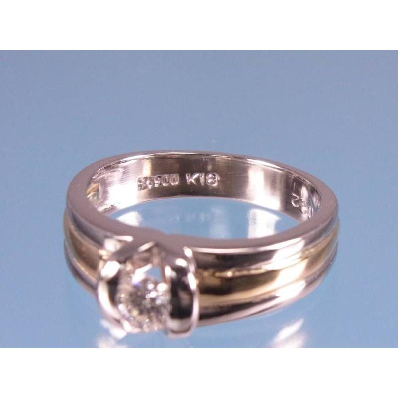 ダイヤ0.22ct デザイン K18 プラチナ リング 8号 : 親切な 玉や質店
