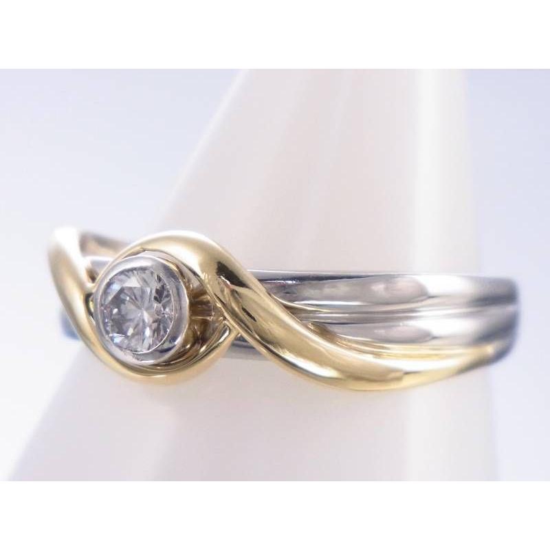 新品同様 ダイヤ0.21ct K18 プラチナ リング 17号 : 001707s : 親切な  