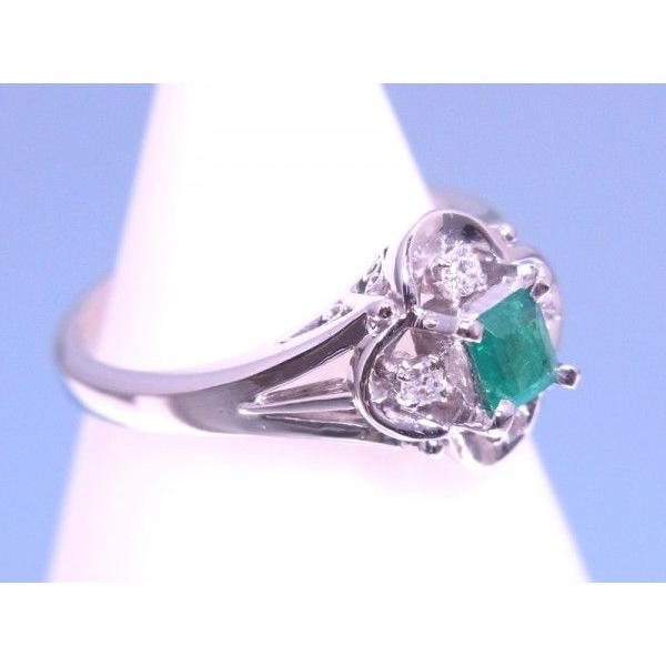 エメラルド0.28ct ダイヤ0.1ct プラチナ リング 10号 : 親切な 玉や 
