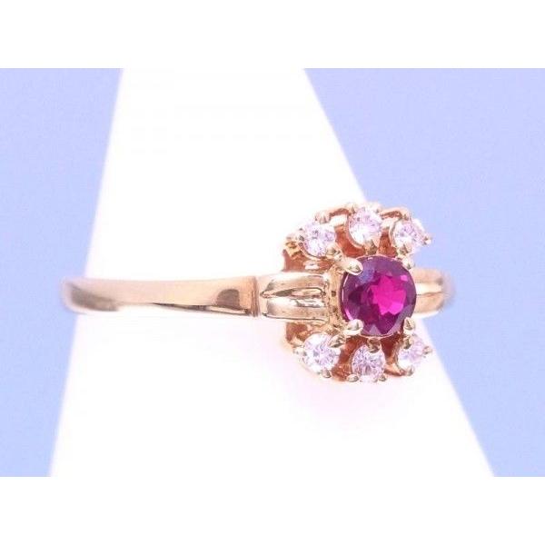MIKIMOTO（ミキモト） ルビー0.26ct ダイヤ0.12ct フラワー K18 リング