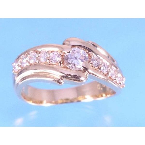 ダイヤ0.6ct フェザーモチーフ K18 リング 9号 : 親切な 玉や質店 