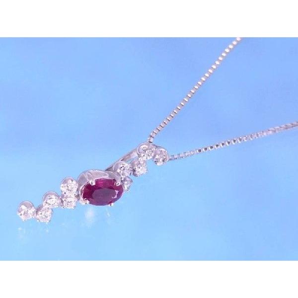 ルビー0.5ct ダイヤ0.20ct ペンダント K18WG ベネチアン ネックレス_1