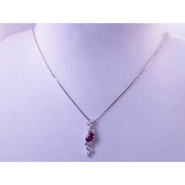 ルビー0.5ct ダイヤ0.20ct ペンダント K18WG ベネチアン ネックレス_3