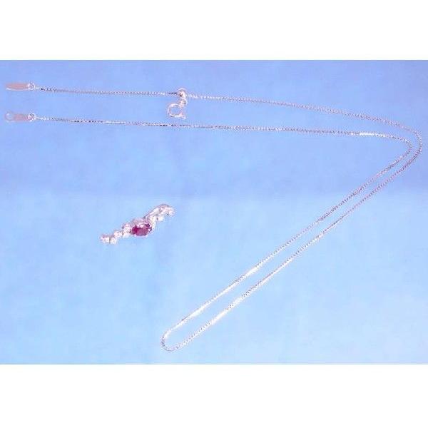 ルビー0.5ct ダイヤ0.20ct ペンダント K18WG ベネチアン ネックレス_4