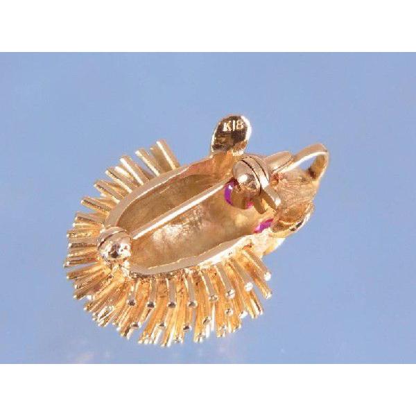 ルビー0.31ct ハリネズミ ゴールド K18 ペンダントトップ ブローチ  