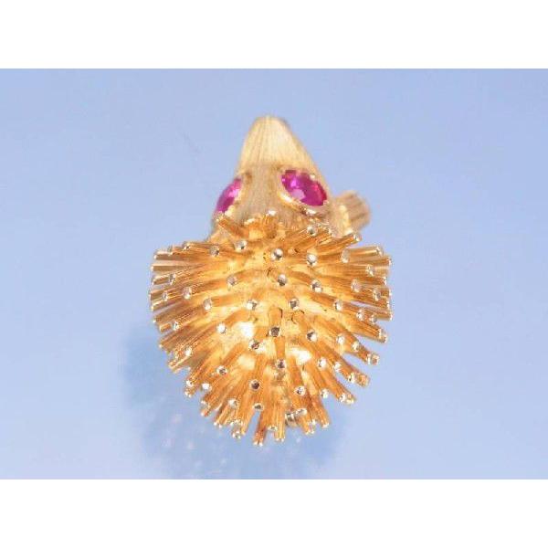 ルビー0.31ct ハリネズミ ゴールド K18 ペンダントトップ ブローチ