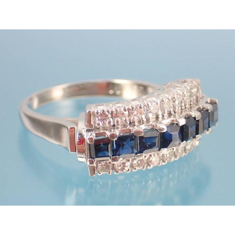 サファイヤ0.98ct ダイヤ0.31ct 三文字 プラチナ リング 10号 : 親切な