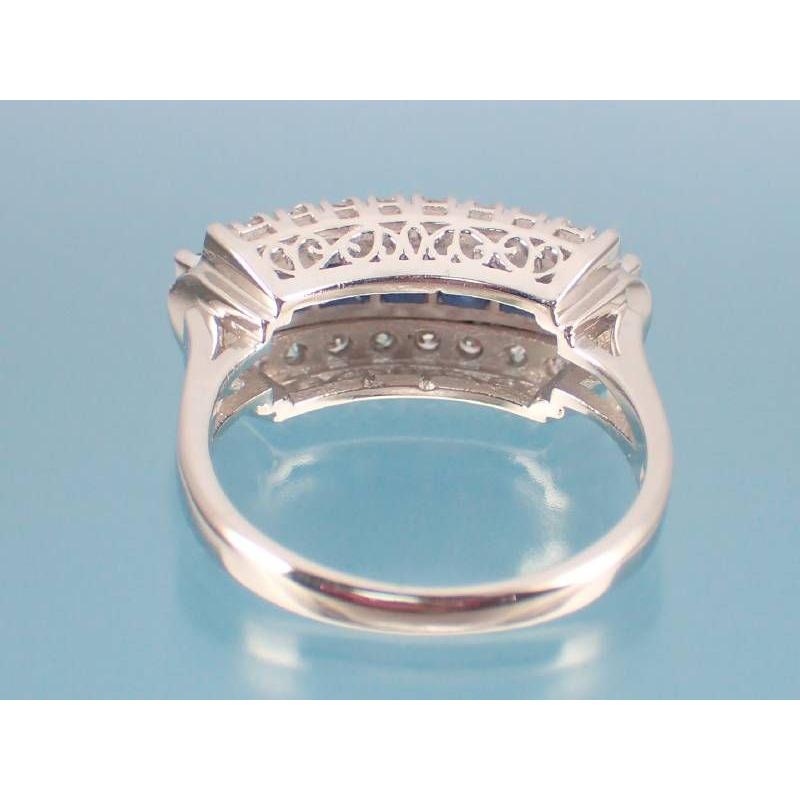 サファイヤ0.98ct ダイヤ0.31ct 三文字 プラチナ リング 10号 : 親切な