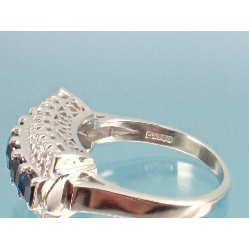 サファイヤ0.98ct ダイヤ0.31ct 三文字 プラチナ リング 10号 : 親切な