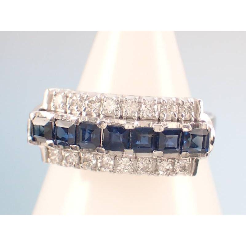 サファイヤ0.98ct ダイヤ0.31ct 三文字 プラチナ リング 10号 : 親切な