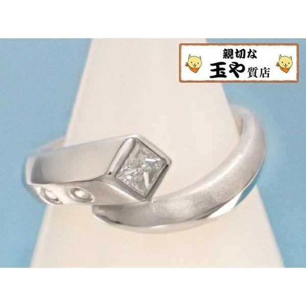 【オープニングセール】 プラチナ デザイン 角型 ダイヤ0.21ct リング 新品同様 12号 指輪