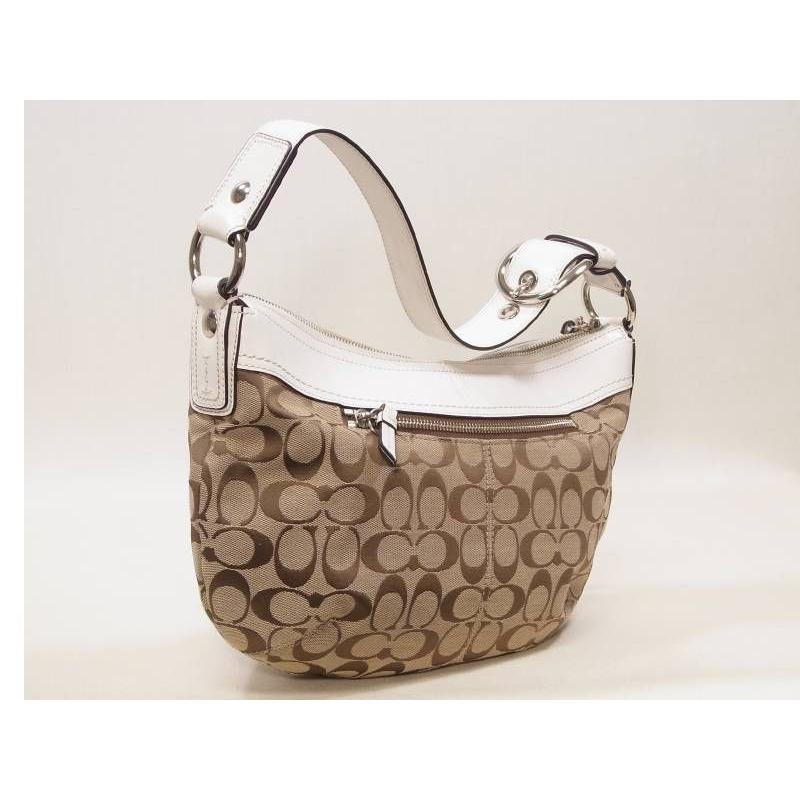 COACH(コーチ) ショルダーバッグ ソーホープリーテッドレザーラージフラップ F13729 白×ライトブラウン レザー COACH(コーチ) ショルダーバッグ ソーホープリーテッドレザーラージ