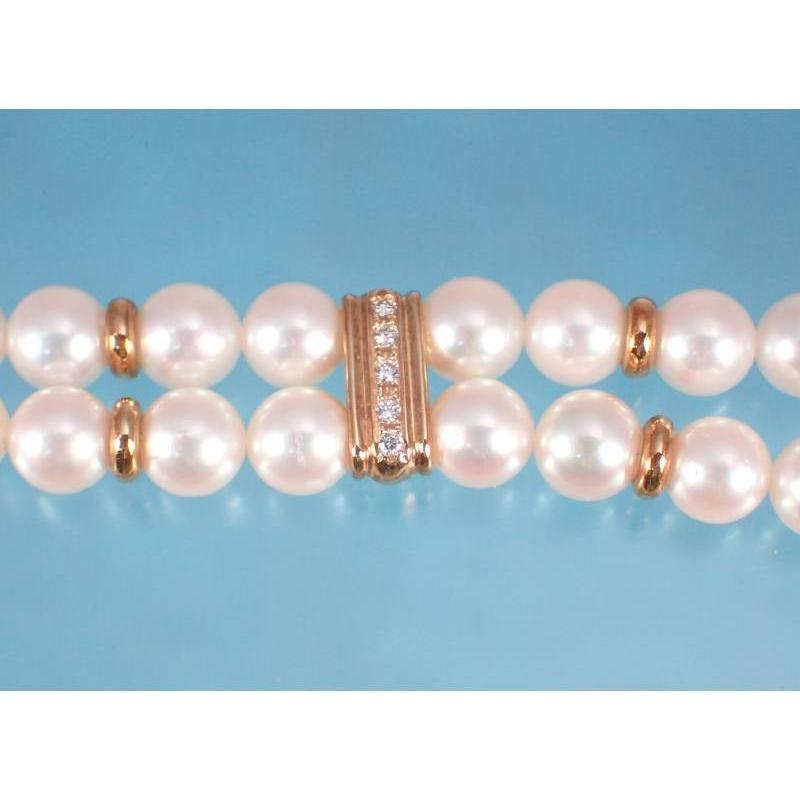 TASAKI（タサキ） バングル パール6ミリ K18 ダイヤ0.09ct 2連 ブレス