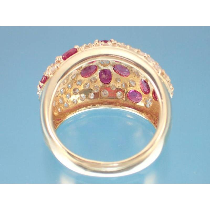 ルビー　ダイヤモンド　リング　K18 パヴェ　指輪 リング ルビー2.4ct ダイヤ1.6ct パヴェ K18 花 指輪 14号 新品