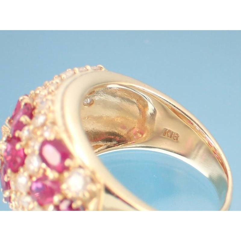 リング ルビー2.4ct ダイヤ1.6ct パヴェ K18 花 指輪 14号 新品