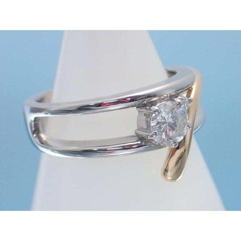 リング ダイヤ0.30ct 二連 プラチナ K18 デザイン 指輪 11号 新品同様 