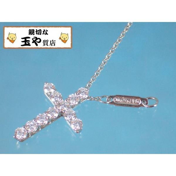 美品Tiffany クロス ペンダント ラインストーン ネックレス TIFFANY&Co.（ティファニー） ダイヤ スモールクロス ペンダント