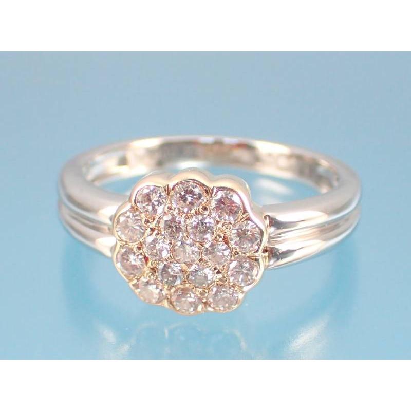 k18ダイヤモンドリング10号プラチナ リング ダイヤ0.37ct 丸型 パヴェ プラチナ K18 10号 新品同様 : 親切