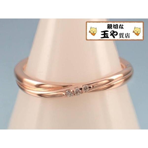 4℃（ヨンドシー） カナル ダイヤ3P K10ピンクゴールド ピンキーリング