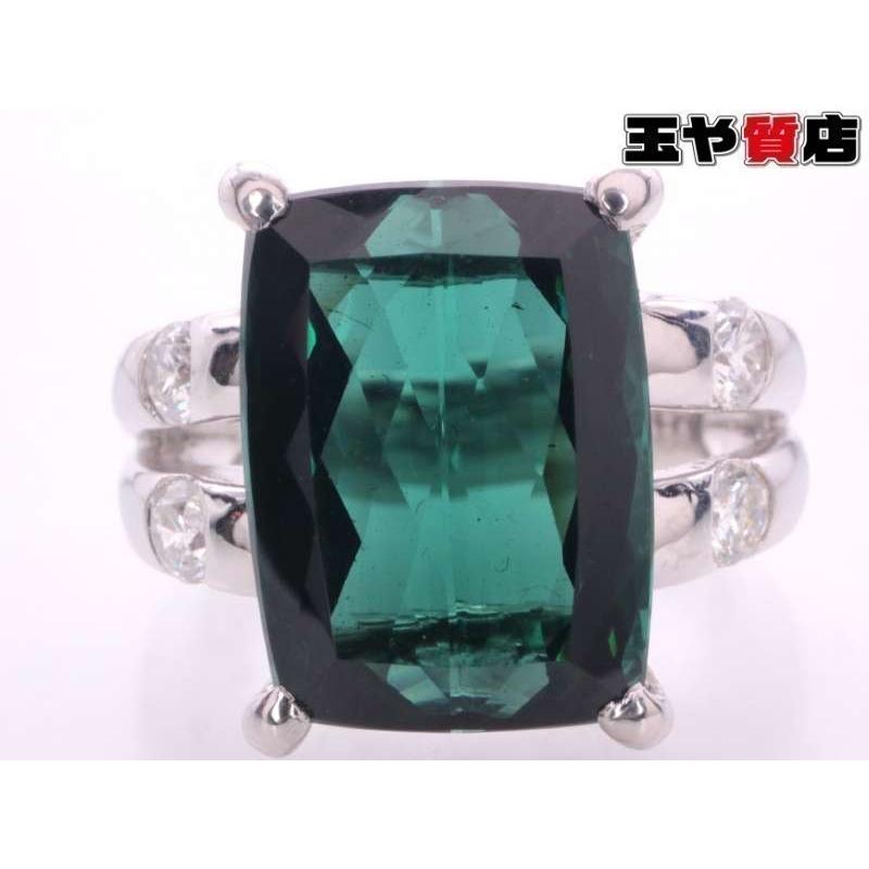トルマリン4.84ct ダイヤ0.33ct デザイン プラチナ リング 11号 新品 