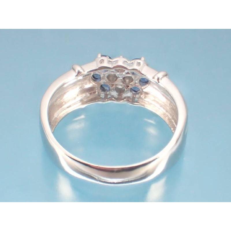 サファイヤ0.38ct ダイヤ0.16ct 花 デザイン プラチナ リング 16号 