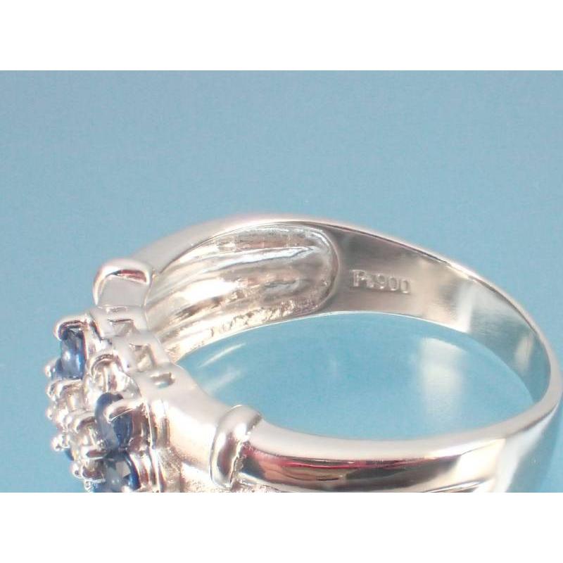 サファイヤ0.38ct ダイヤ0.16ct 花 デザイン プラチナ リング 16号 