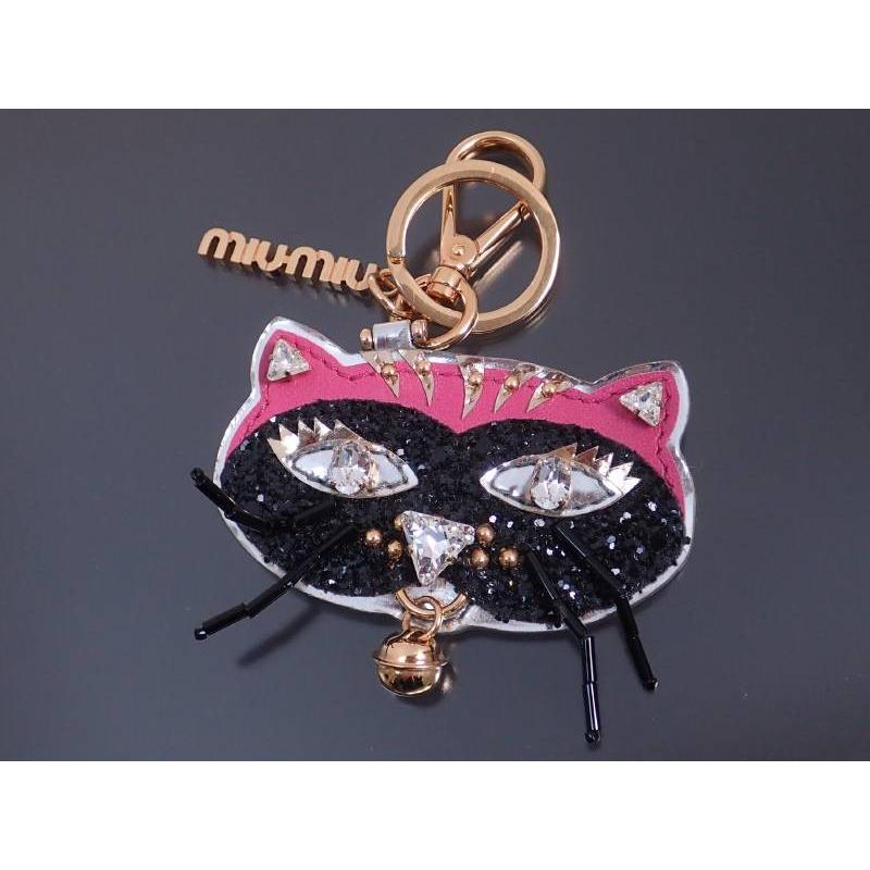 miu ミュウミュウ 黒ネコ トリック クリスタル キーホルダー miu ミュウミュウ 黒ネコ トリック クリスタル キーホルダー