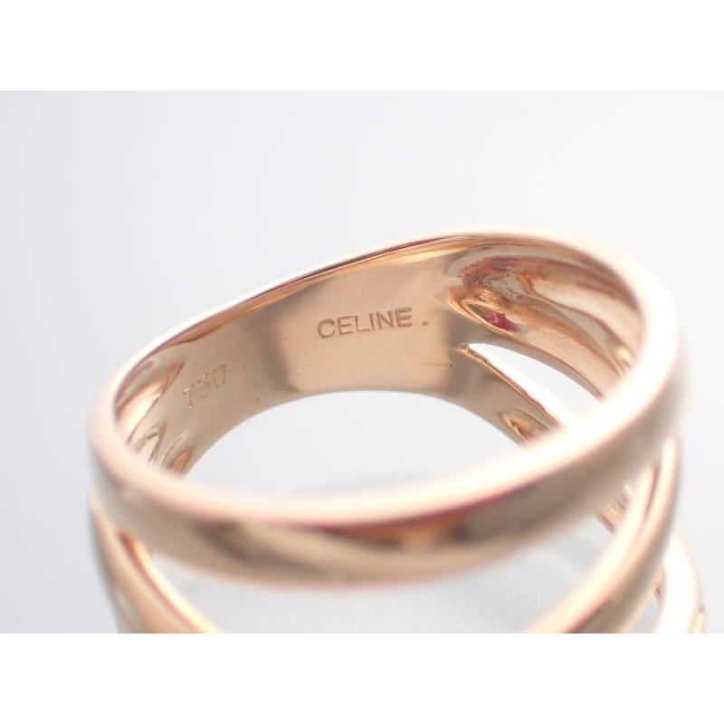 CELINE（セリーヌ） ロゴ入 K18 3連 リング 12号 新品同様 : 親切な 玉