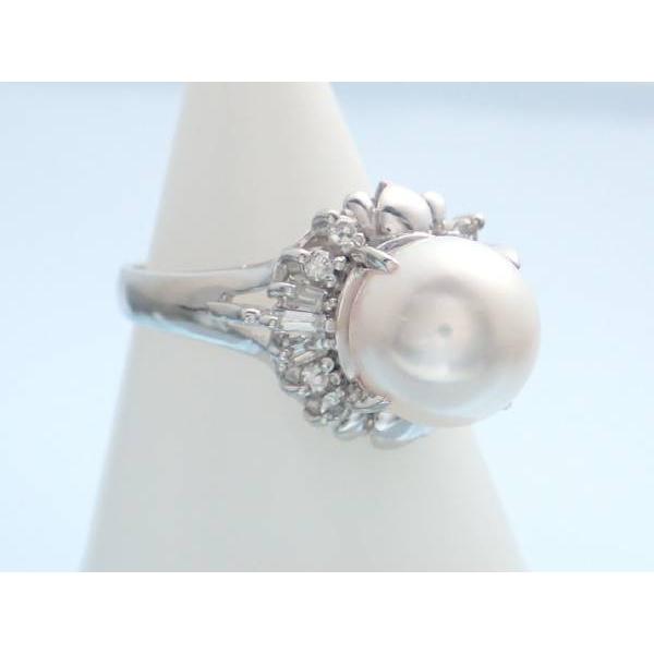 パール9ミリ 真珠 ダイヤ0.25ct プラチナ pt900 指輪 リング 11号