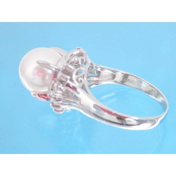 Pt900 真珠付きリング プラチナ 指輪 4g #9 パール9ミリ 真珠 ダイヤ0.25ct プラチナ pt900 指輪 リング 11号