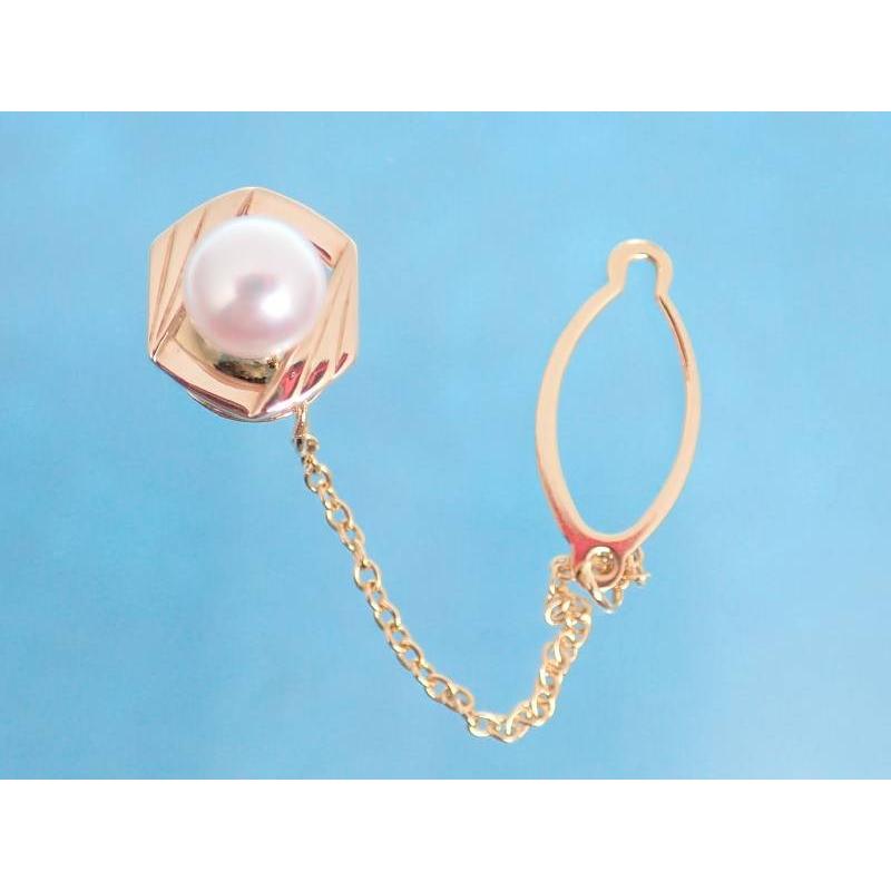 MIKIMOTO（ミキモト） パール6.8ミリ K18 デザイン ピンブローチ 箱付