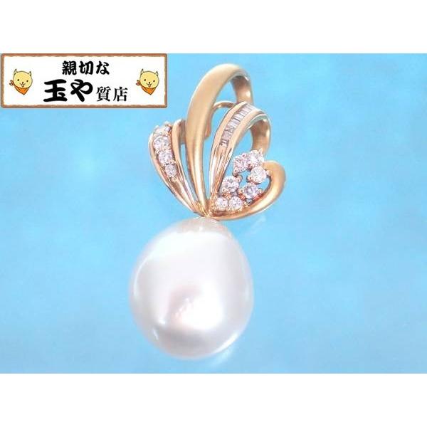 バロックパール16x13ミリ ダイヤ0.32ct K18ペンダントトップ : 親切な