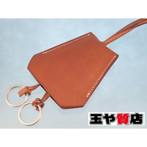 希少品❗️ HERMES キーフェトゥ/バッグチャーム キーリング クロシェット HERMES（エルメス） クロシェット C刻印 キーリング カーフ ブラウン