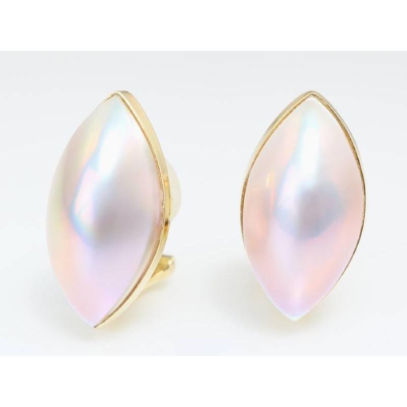 マベパール マーキス型 K18 ゴールド イヤリング : 親切な 玉や質店