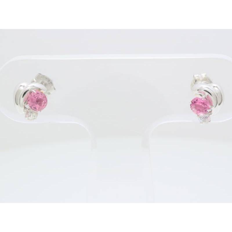 ピンク石 透明石 デザイン プラチナ Pt900 ピアス 新品同様 : 親切な 