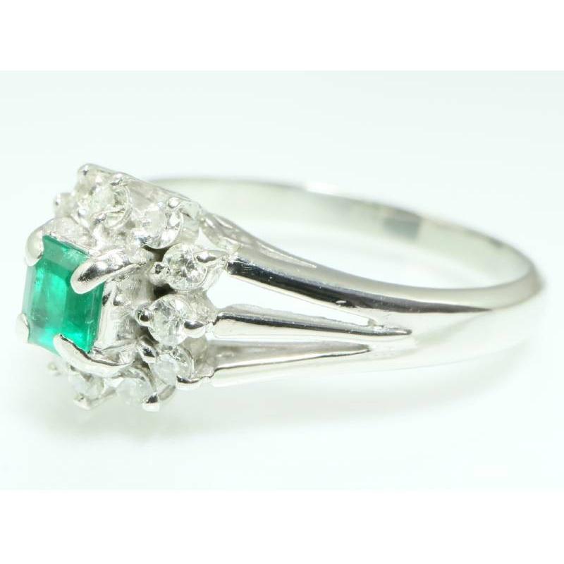 エメラルド0.21ct ダイヤ0.21ct デザイン リング 9.5号 プラチナ pt900 