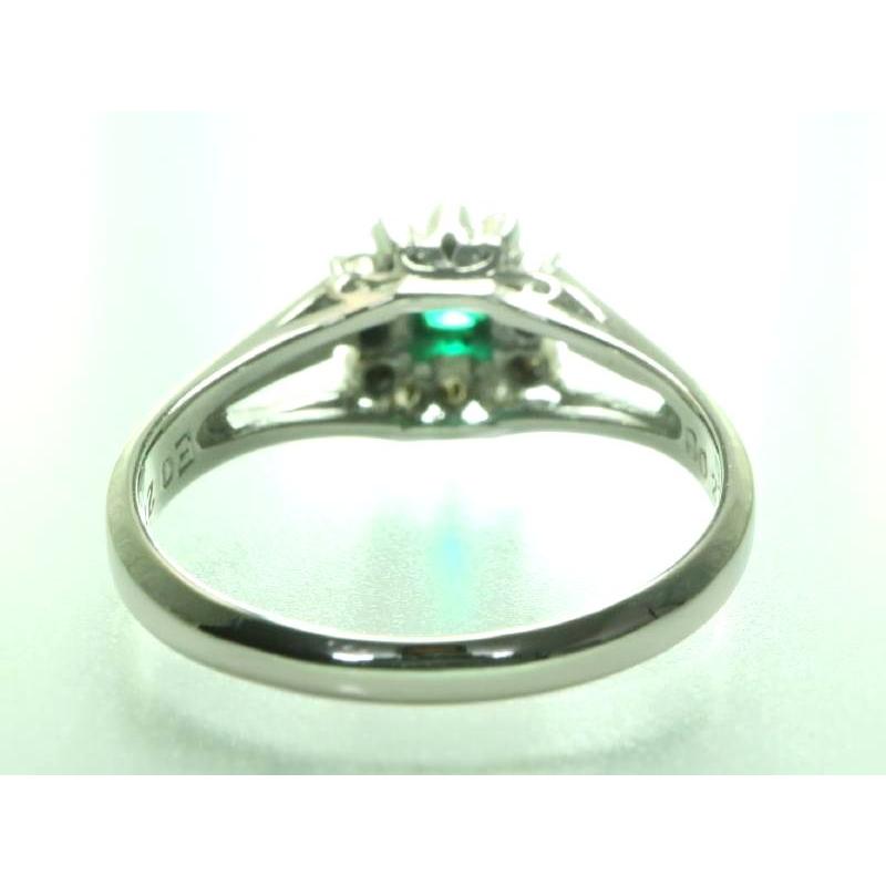 エメラルド0.21ct ダイヤ0.21ct デザイン リング 9.5号 プラチナ pt900 