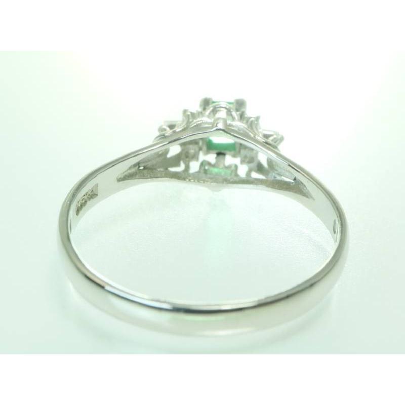 エメラルド0.2ct ダイヤ0.1ct デザイン リング 14号 プラチナ : 親切な