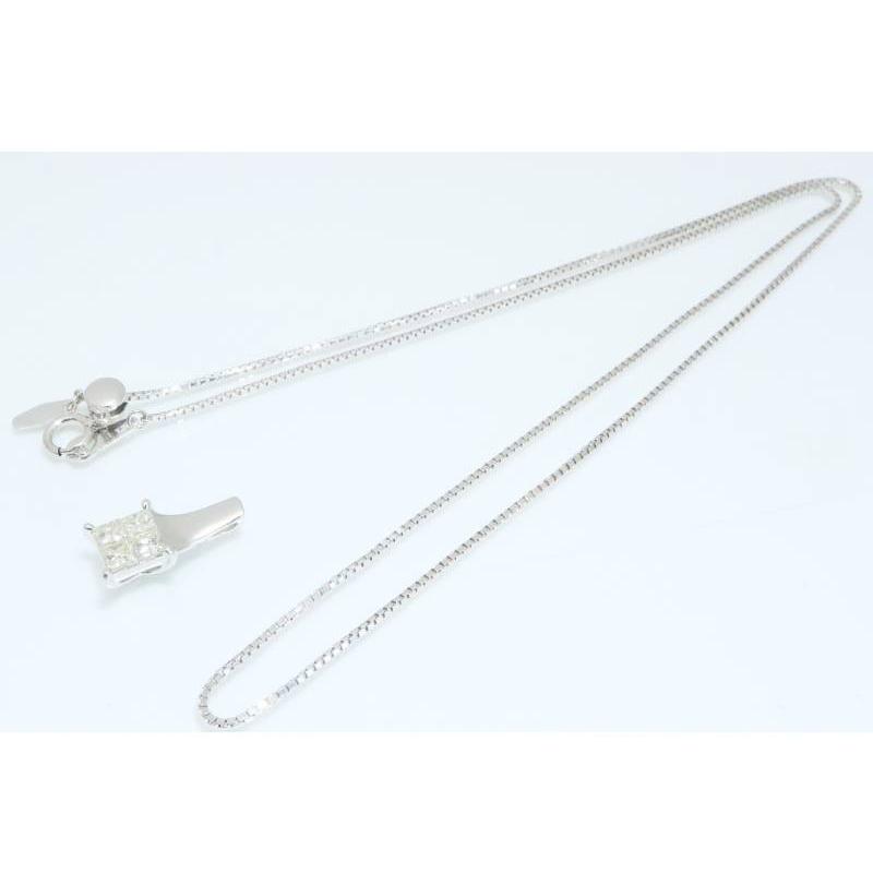 ダイヤ0.70ct ペンダント ベネチアン ネックレス K18WG ホワイト 