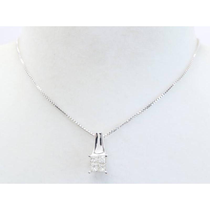 ダイヤ0.70ct ペンダント ベネチアン ネックレス K18WG ホワイト 