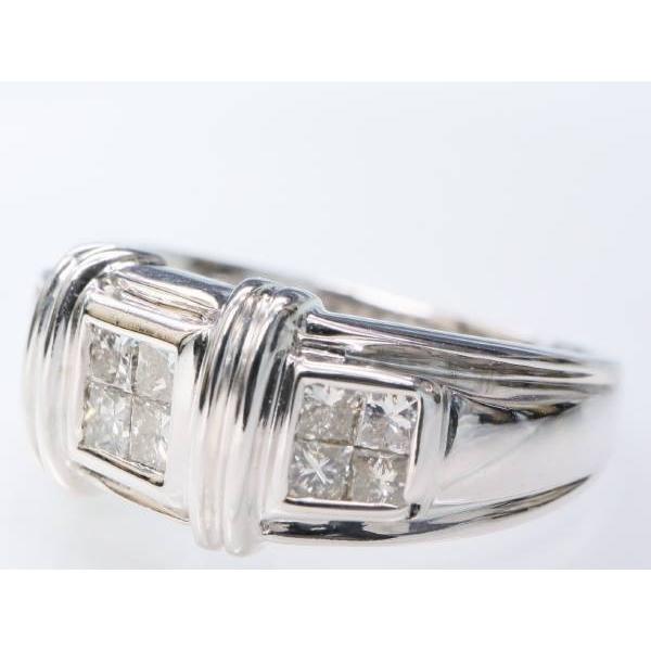 ダイヤ0.7ct デザインリング 12.5号 プリンセスカット K18WG ホワイト