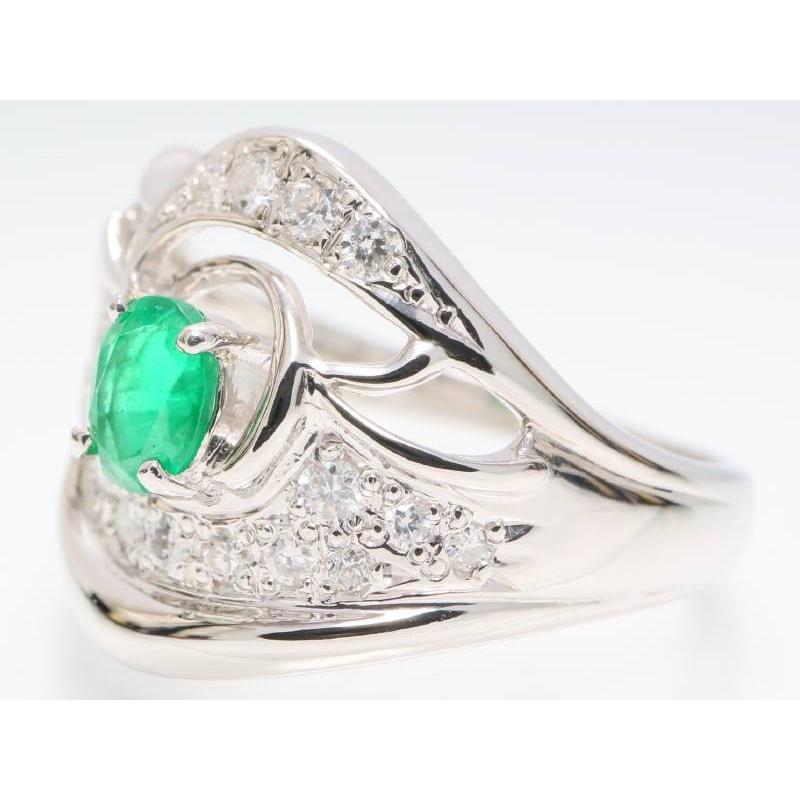 エメラルド0.32ct ダイヤ0.30ct リング 14号弱 pt900 プラチナ 新品 