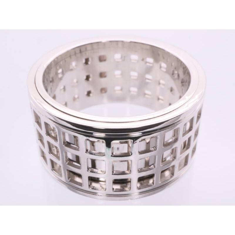 GUCCI（グッチ） スクロール 型抜き リング 14号 幅広 K18WG ホワイト